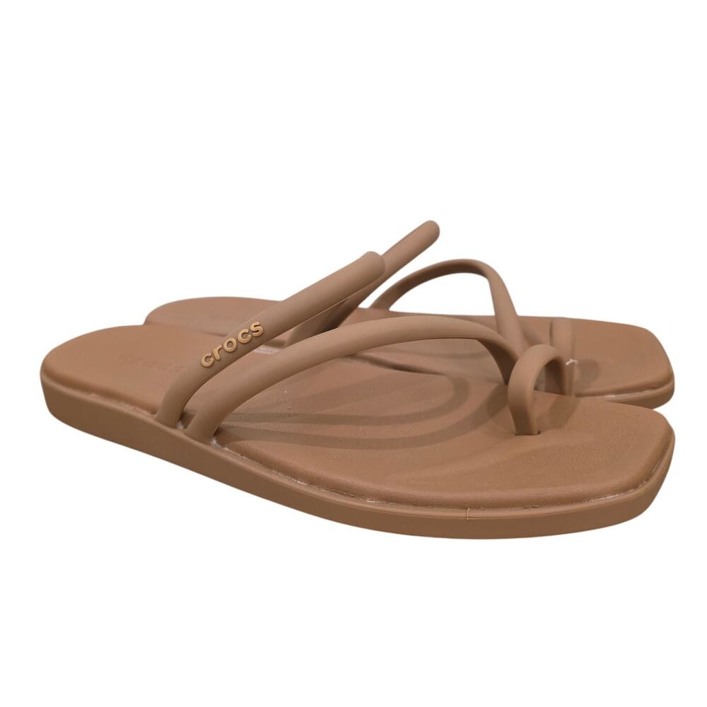 Crocs Miami Toe Loop Sandals Womens 6 Tan Nude Strappy Flip Flops NWT